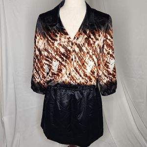The Limited Black Satin Shirt Dress Size M